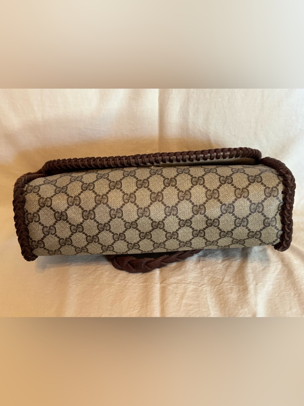 Gucci Beige GG Supreme Canvas Crossbody with Brown Braided Trim - Picture 5 of 12